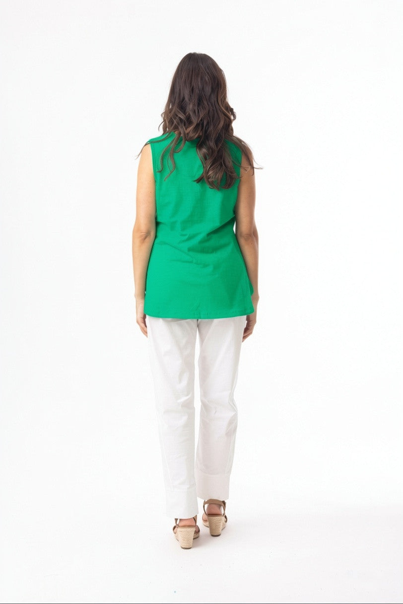 ORIENTIQUE - Essentials Cami Mouwloze top - Green
