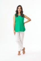 ORIENTIQUE - Essentials Cami Mouwloze top - Green