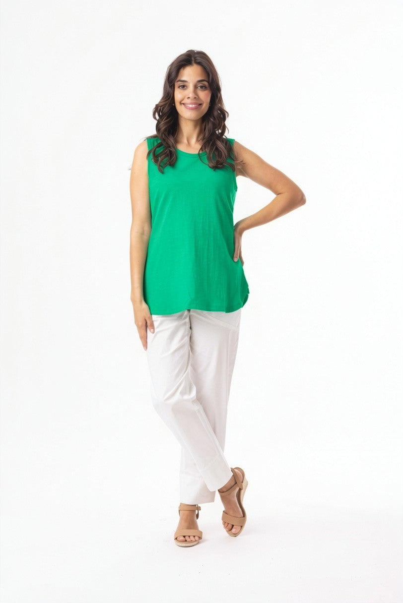 ORIENTIQUE - Essentials Cami Mouwloze top - Green