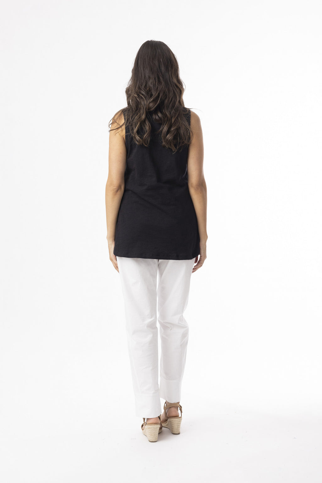 ORIENTIQUE - Essentials Cami Mouwloze top - Black