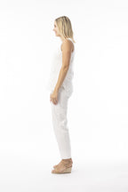 ORIENTIQUE - Essentials Cami Mouwloze top - White