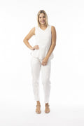 ORIENTIQUE - Essentials Cami Mouwloze top - White