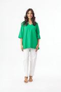 ORIENTIQUE - Essentials T-Shirt 3/4 mouw V-hals - Green