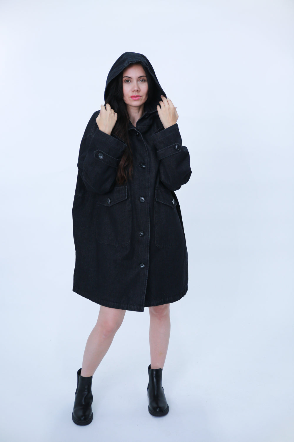Bella Blue - Jas met capuchon - A35-V19 - Zwart Denim