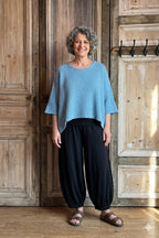 Amandine- korte wijde trui - Lichtblauw
