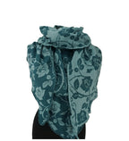Invero Rosenmuster - Driehoekige Merino omslagdoek Aurora 100% wol - Petrol/Seegrün