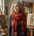 Invero Rosenmuster - Driehoekige Merino omslagdoek Aurora 100% wol - Rouge/Orange