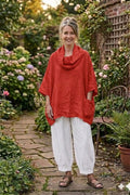 BB Style - Oversized Linnen blouse met opvallende col - Rood