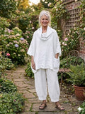 BB Style - Oversized Linnen blouse met opvallende col - Wit