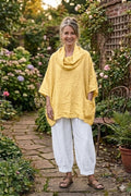 BB Style - Oversized Linnen blouse met opvallende col - Geel