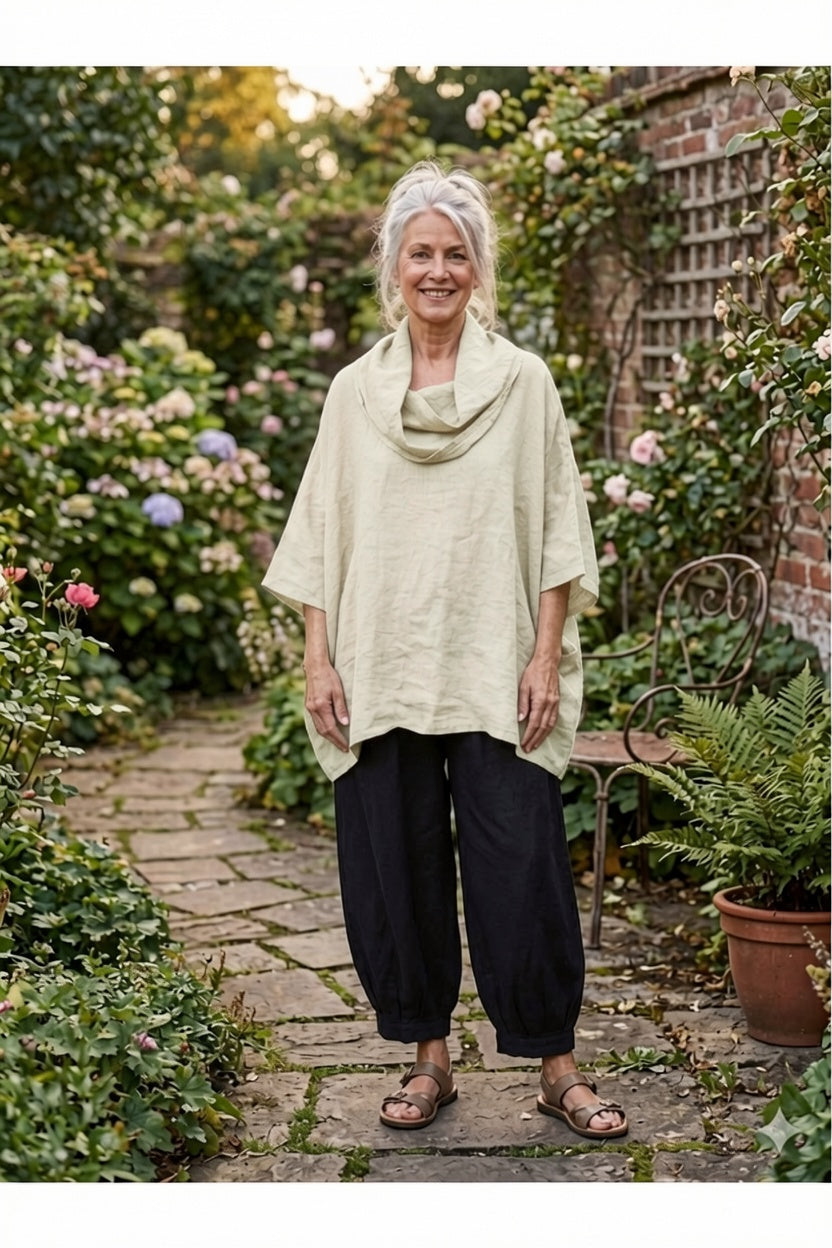 BB Style - Oversized Linnen blouse met opvallende col - Linen