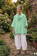 BB Style - Oversized Linnen blouse met opvallende col - Mint groen