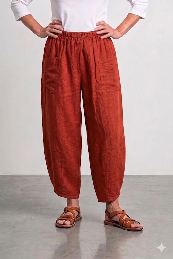 BB Style - Linnen broek PuroLino lang - Roestbruin