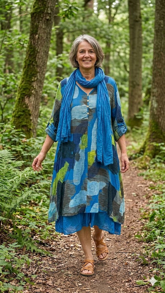 BB Style - Gelaagde jurk met Bijpassende Sjaal - Blauw