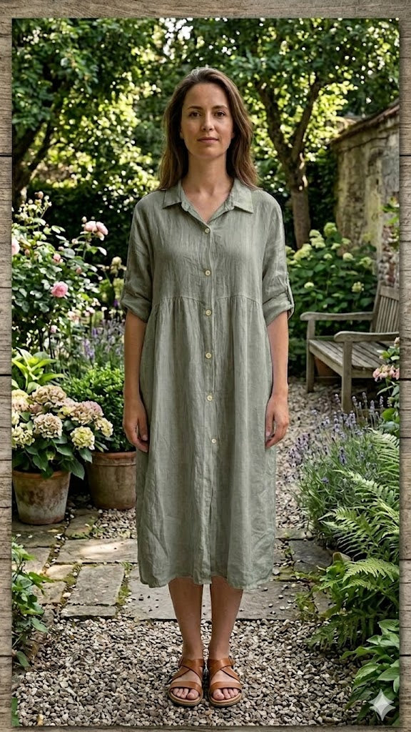 BB style -  Linnen blouse/jurk - Grijsgroen