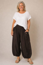 BB Style - Linnen broek zakken met knoop - Antracietgrijs