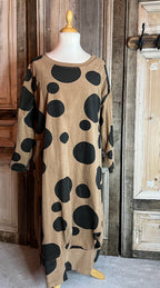 BB Style - Cirkel print jurk - Camel