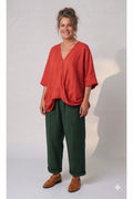 BB Style - Oversized Linnen "Cross over" blouse - Rood
