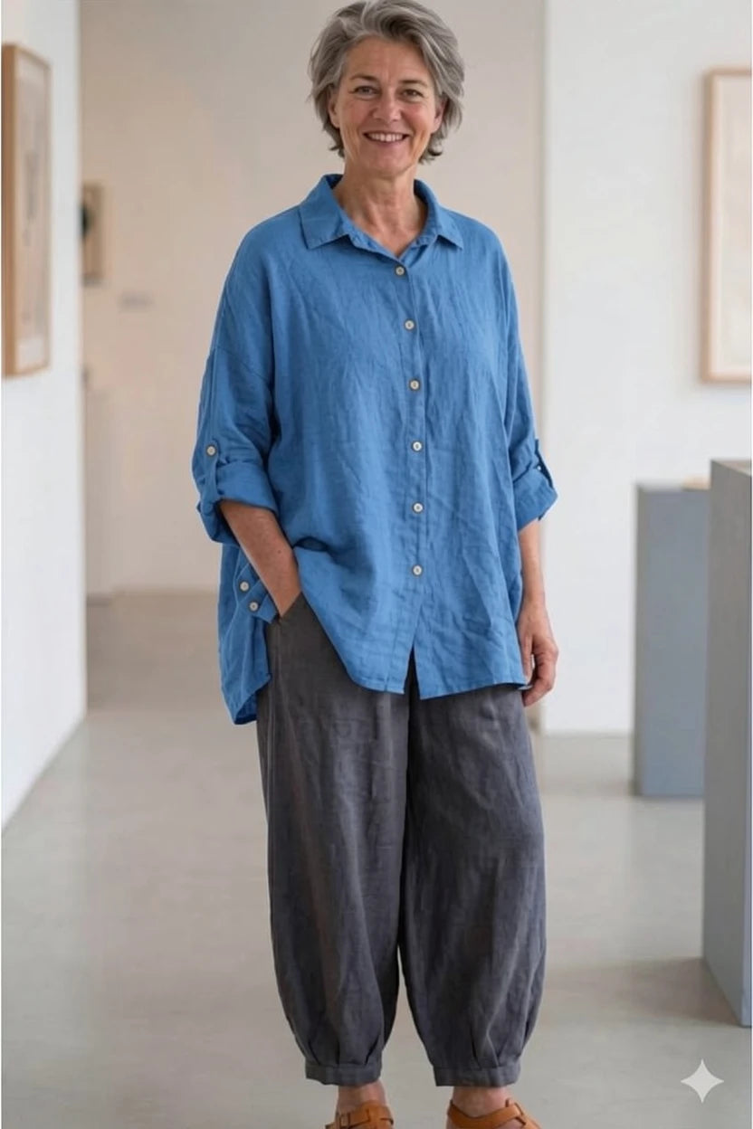 BB style -  Linnen Oversized blouse - Blauw