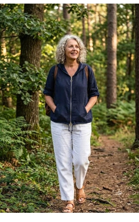 BB Style - Linnen jasje rits - Donkerblauw