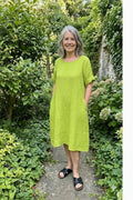 BB style -  Linnen jurk - Ronde hals - Lime groen