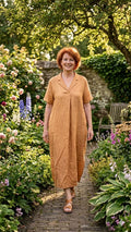 BB style -  Linnen jurk V hals - Terracotta