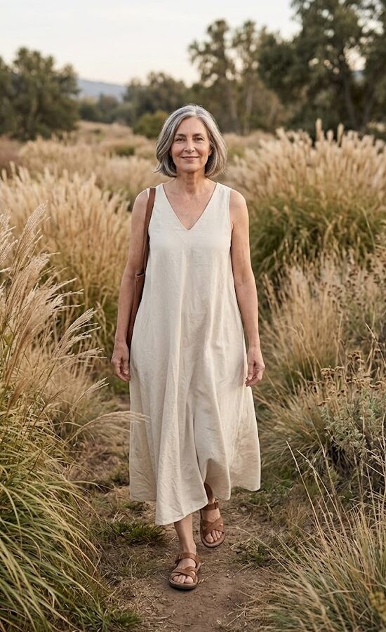 BB Style - Mouwloze Linnen jurk long - Linen