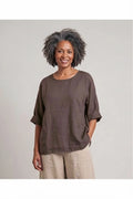 BB Style - Linnen top ronde hals - Uni Bruin