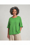 BB Style - Linnen top ronde hals - uni Groen
