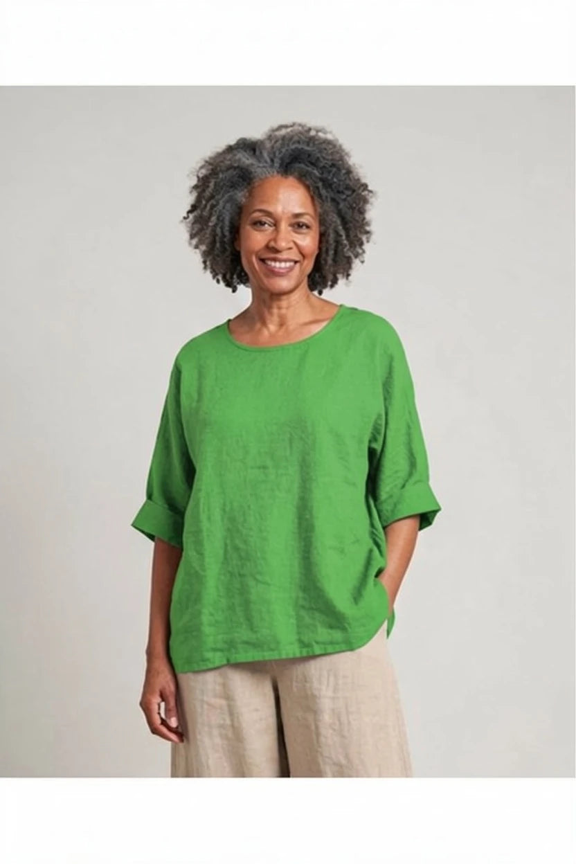 BB Style - Linnen top ronde hals - uni Groen