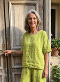BB Style - Linnen top ronde hals - Uni lime