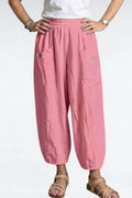 BB Style - Linnen broek zakken met knoop - Oudroze