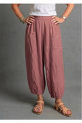 BB Style - Linnen broek zakken met knoop - Terracotta