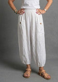 BB Style - Linnen broek zakken met knoop - Wit