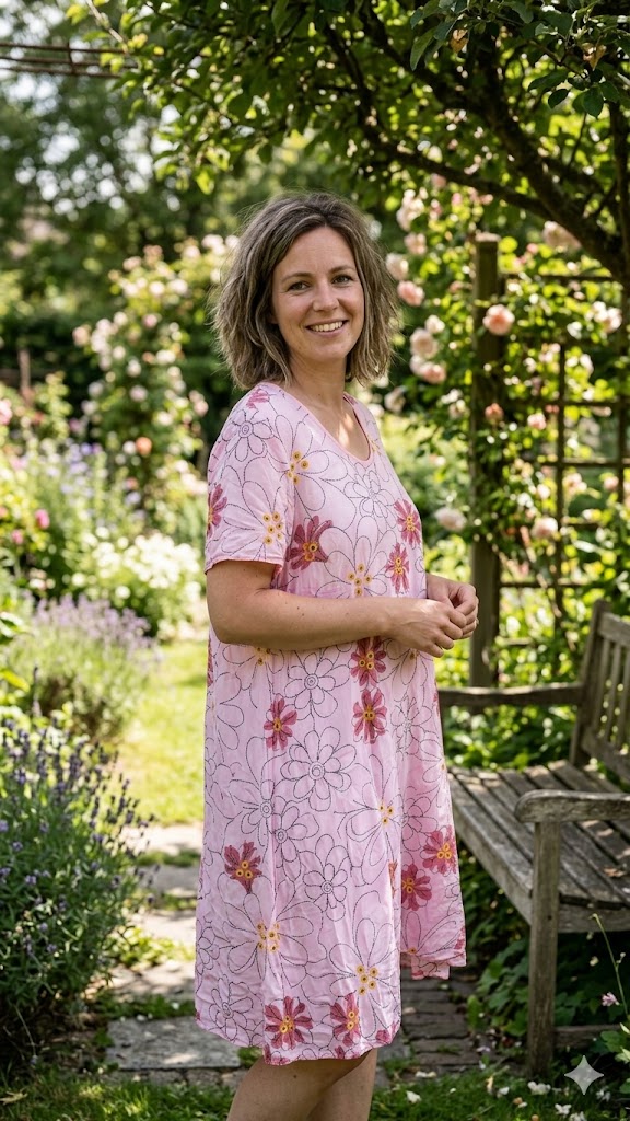 BB Style - Viscose jurk - Bloem roze
