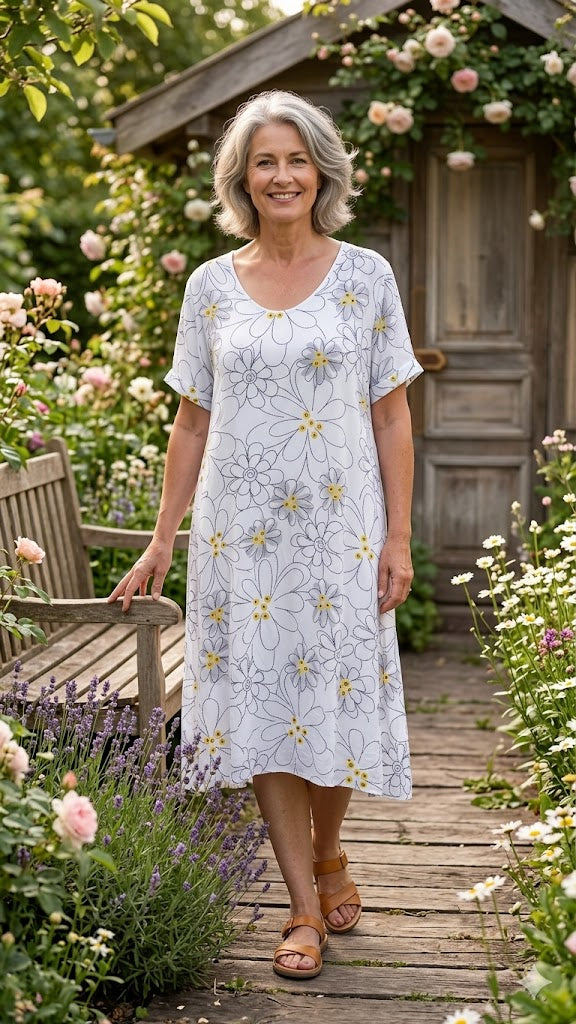 BB Style - Viscose jurk - Bloem wit