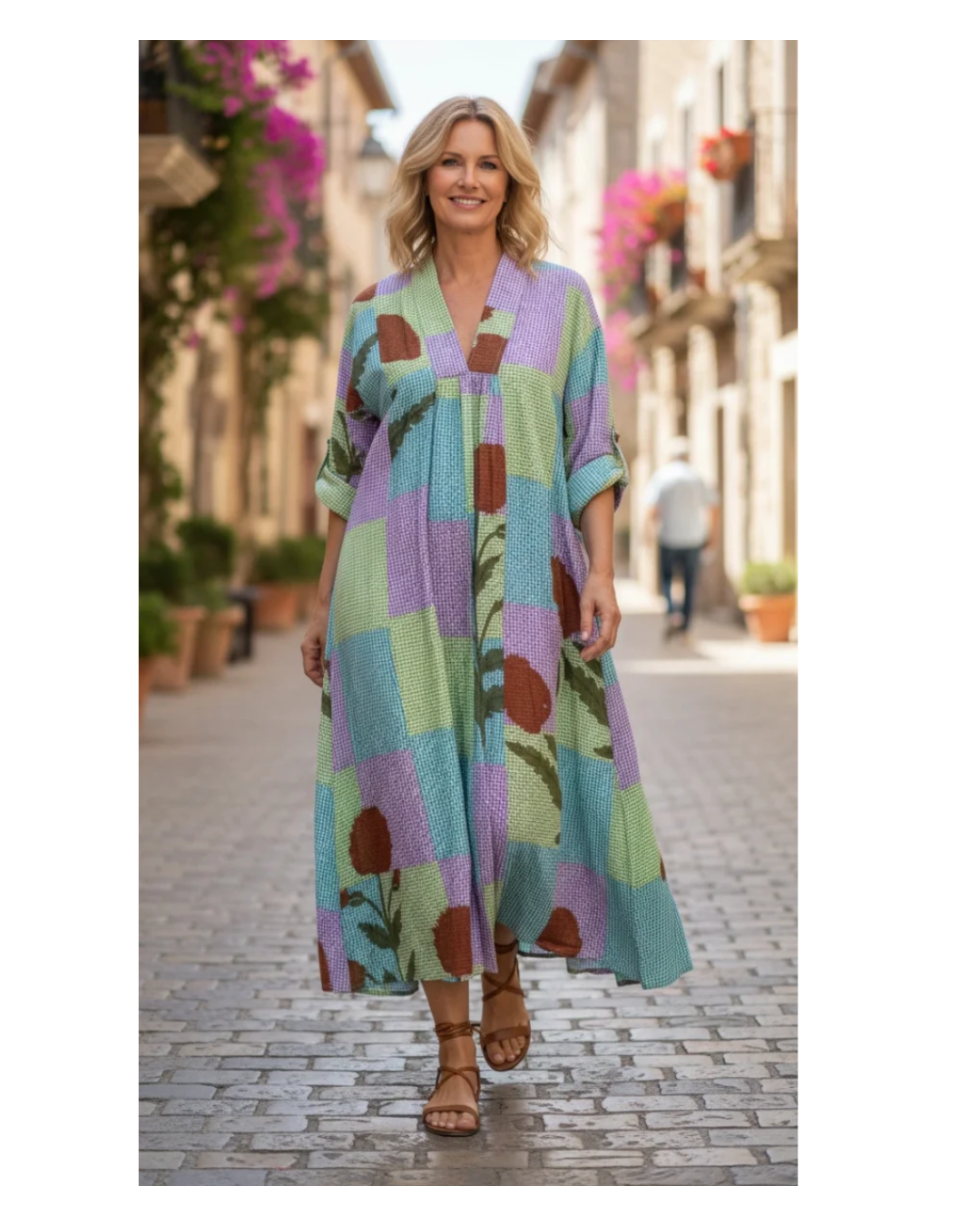 BB Style - Katoenen jurk met blokprint
