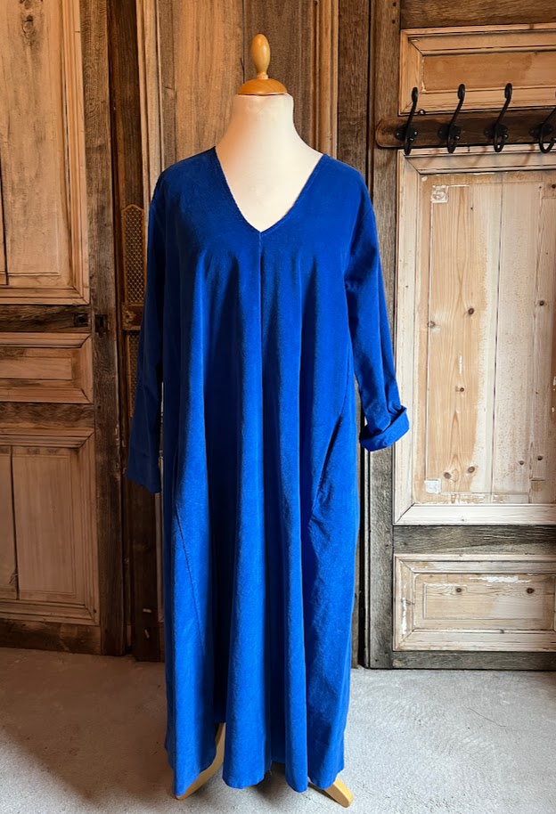 BB Style - Rib Jurk V hals lang - koningsblauw*