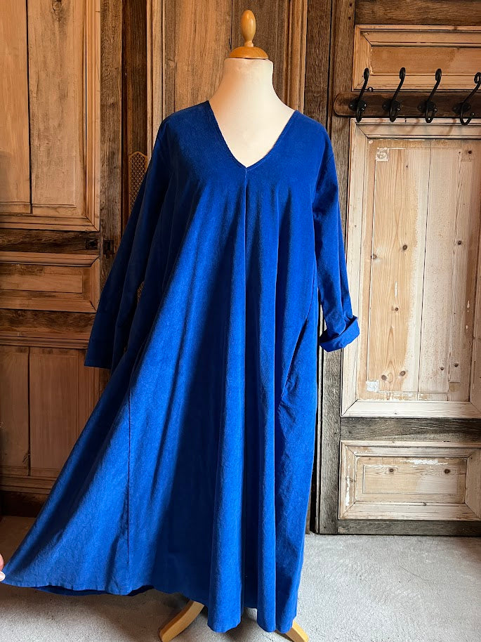 BB Style - Rib Jurk V hals lang - koningsblauw*