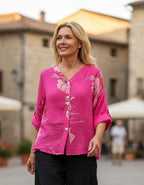 BB Style - Linnen blouse bloem - Magenta