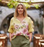 BB Style - Linnen blouse bloem - Zachtgeel