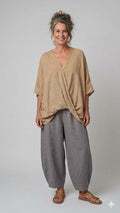 BB Style - Oversized Linnen "Cross over" blouse - Natural