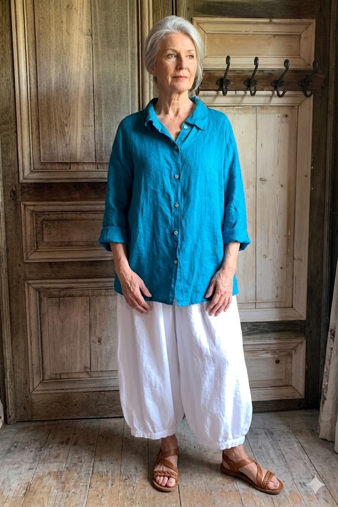 BB style -  Linnen blouse basic - Petrol
