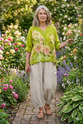 BB Style - Linnen blouse bloem - Lime