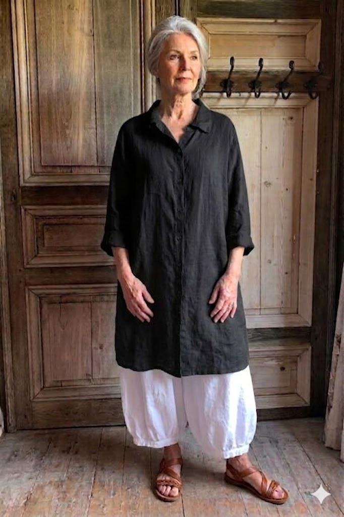BB style -  Linnen blouse basic - Zwart