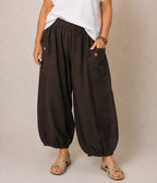 BB Style - Linnen broek zakken met knoop - Antracietgrijs
