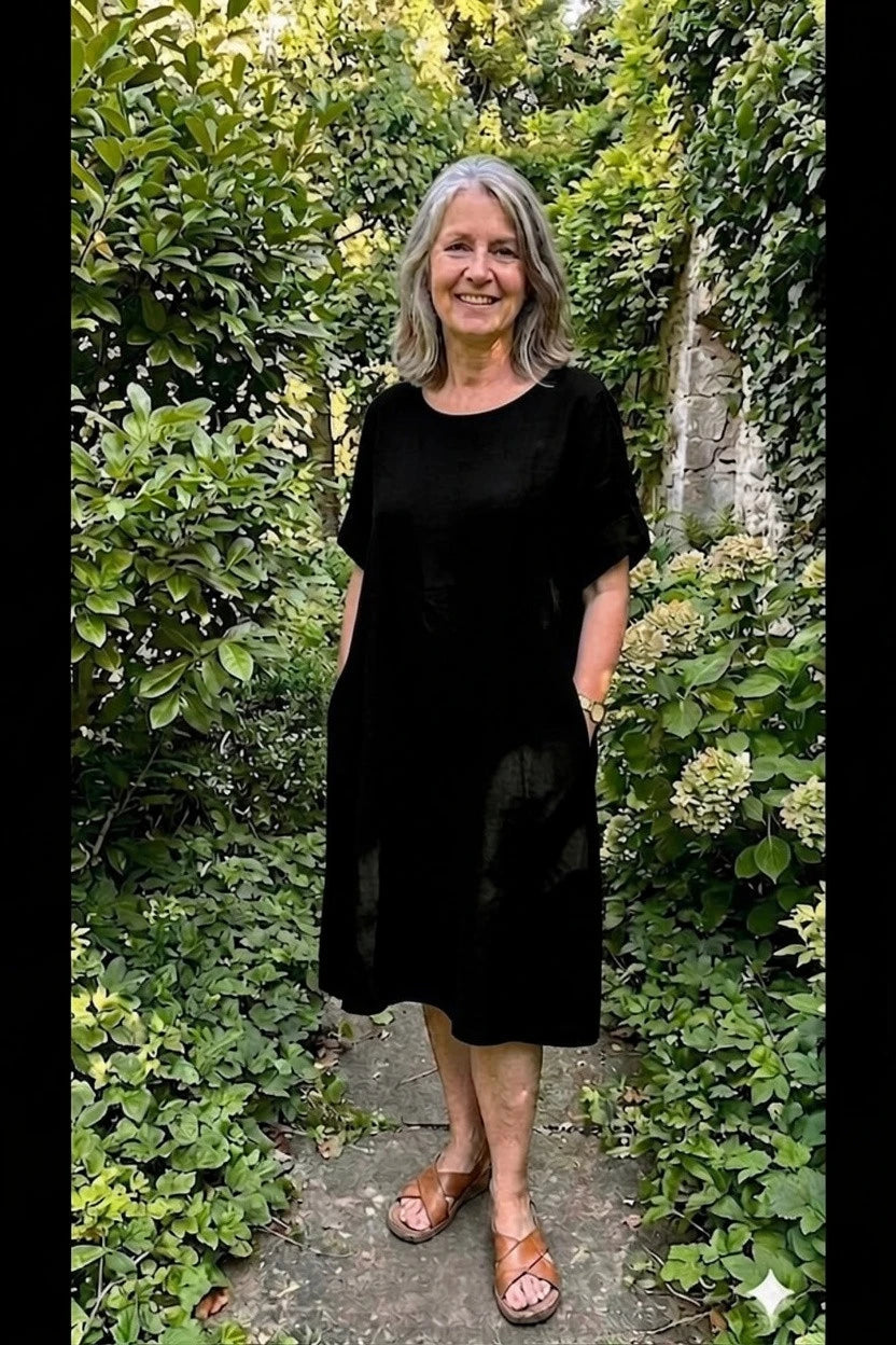 BB style -  Linnen jurk - Ronde hals - Black
