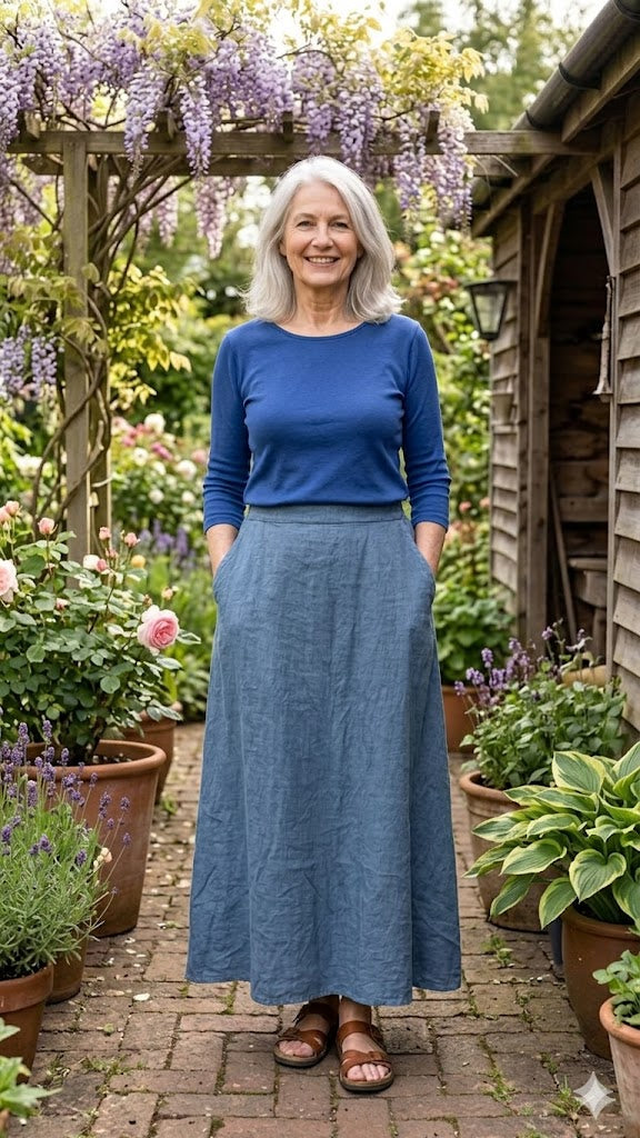 BB Style - Linnen rok - Denimblue