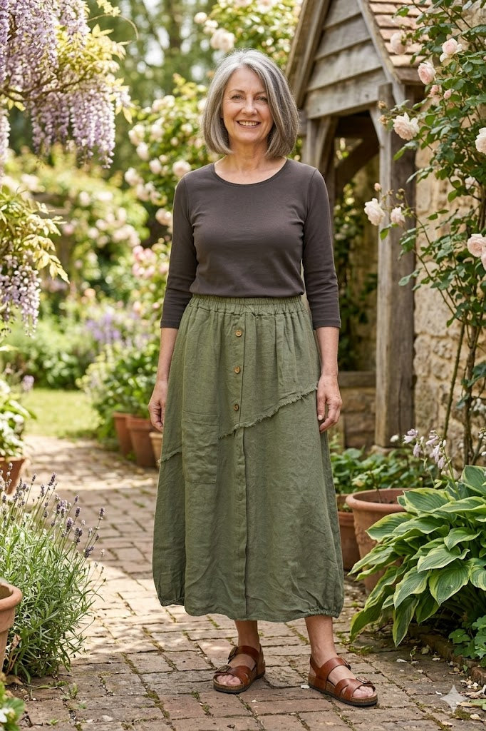 BB Style - Rok lang  - Olijf groen