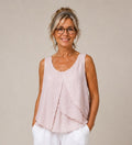 BB Style - Mouwloze Linnen lagen top met  ronde hals - Oudroze